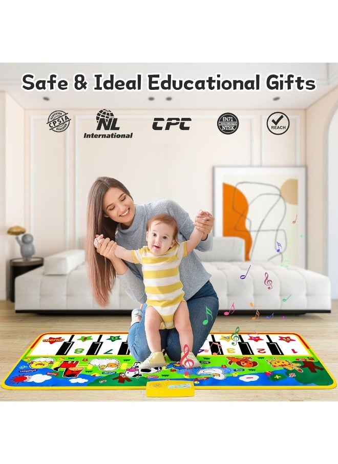 Piano Mat 53 Inch x 23 Inch Musical Mat 8 Animals Sounds Dance Mat For Kids Touch Play Dancing Mat Toy Gifts