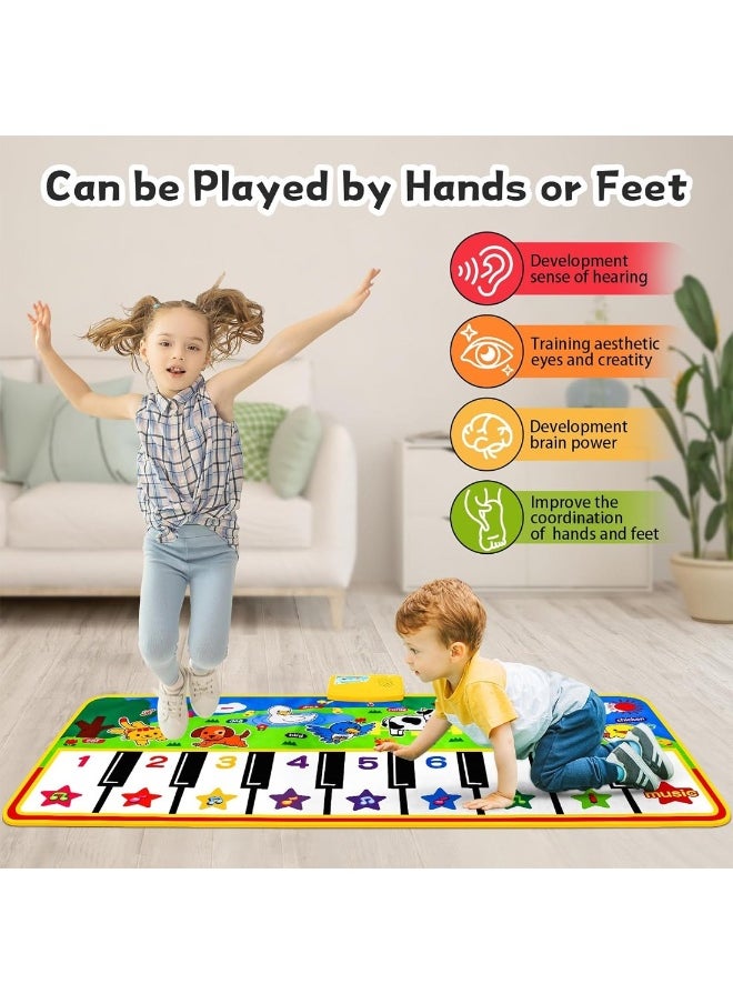 Piano Mat 53 Inch x 23 Inch Musical Mat 8 Animals Sounds Dance Mat For Kids Touch Play Dancing Mat Toy Gifts