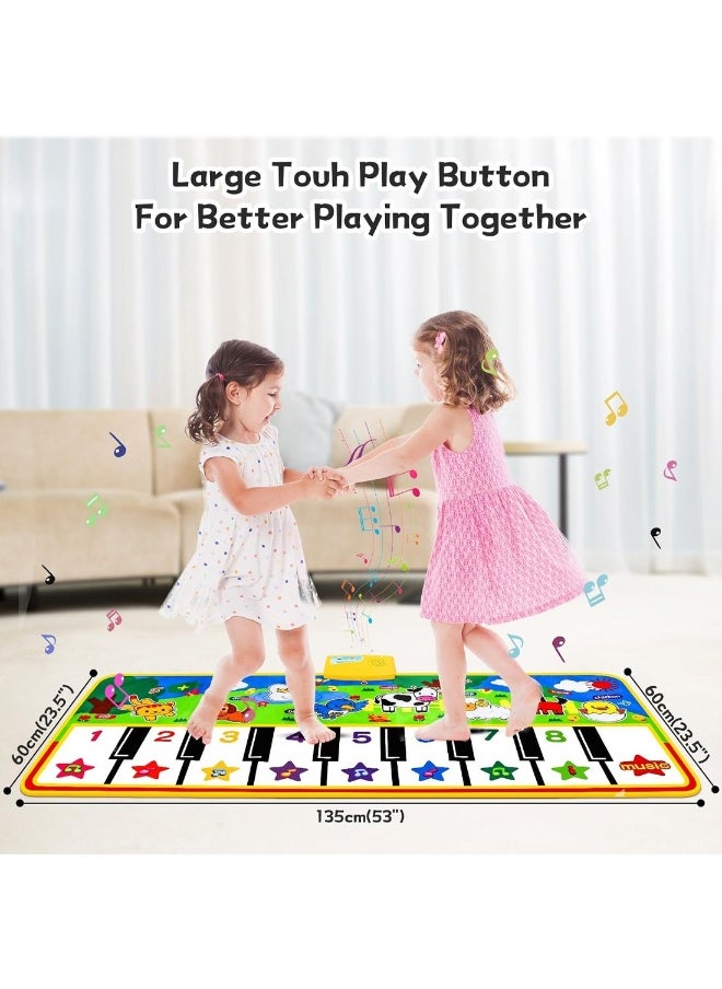 Piano Mat 53 Inch x 23 Inch Musical Mat 8 Animals Sounds Dance Mat For Kids Touch Play Dancing Mat Toy Gifts