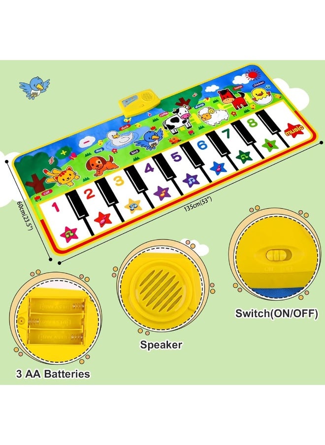 Piano Mat 53 Inch x 23 Inch Musical Mat 8 Animals Sounds Dance Mat For Kids Touch Play Dancing Mat Toy Gifts