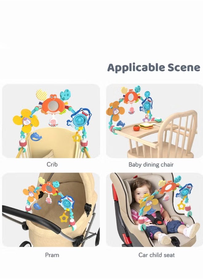 Stimulating Sensory Stroller Arch Toy – Baby Educational Cart with Pendant Hanging Toys for 0-1 Year Olds, Activity Arch Filled with Fascinating Playthings to Boost Infant’s Sensory and Motor Skills