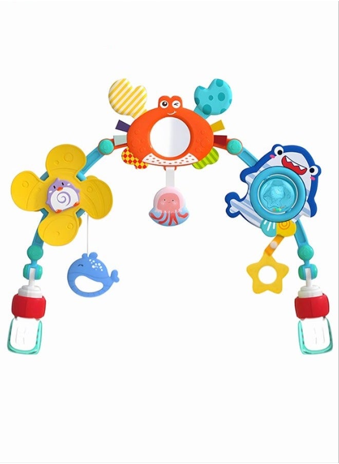 Stimulating Sensory Stroller Arch Toy – Baby Educational Cart with Pendant Hanging Toys for 0-1 Year Olds, Activity Arch Filled with Fascinating Playthings to Boost Infant’s Sensory and Motor Skills