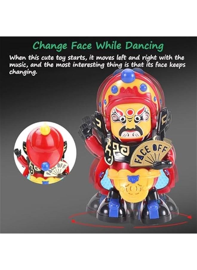 Sichuang Opera Face-Changing Toy, Chinese Traditional Face Changing Toy Face Off Dancing Toy Facing-Changing Musical Toy with 4 Different Facial Makeups