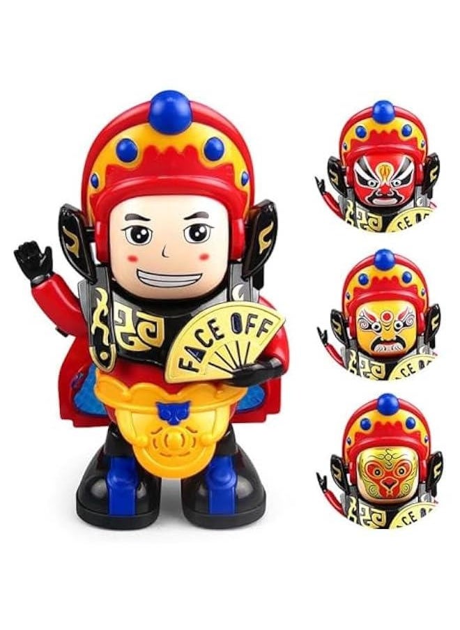 Sichuang Opera Face-Changing Toy, Chinese Traditional Face Changing Toy Face Off Dancing Toy Facing-Changing Musical Toy with 4 Different Facial Makeups