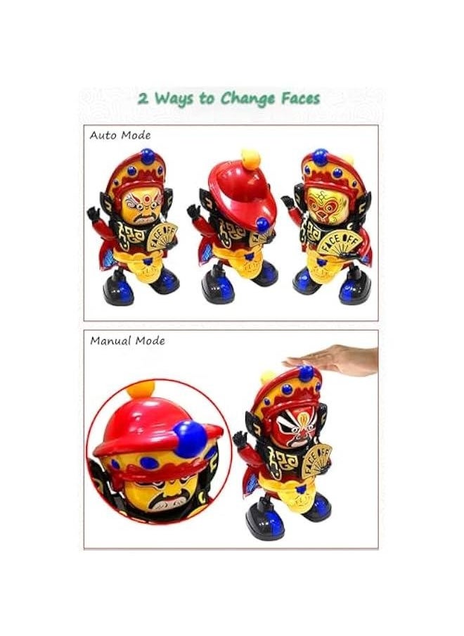 Sichuang Opera Face-Changing Toy, Chinese Traditional Face Changing Toy Face Off Dancing Toy Facing-Changing Musical Toy with 4 Different Facial Makeups