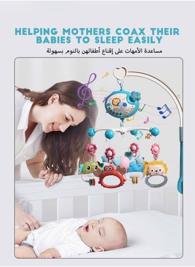 Musical Baby Crib Mobile Toy with Lights Music Star Projector Cartoon Rattles 400 Melodies Box for Newborn Sleep