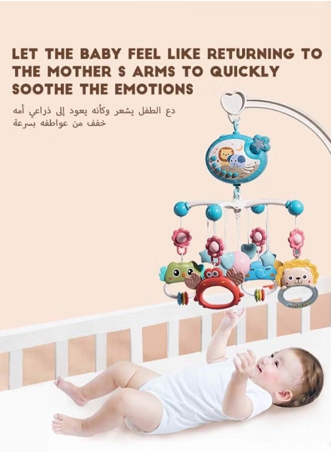 Musical Baby Crib Mobile Toy with Lights Music Star Projector Cartoon Rattles 400 Melodies Box for Newborn Sleep
