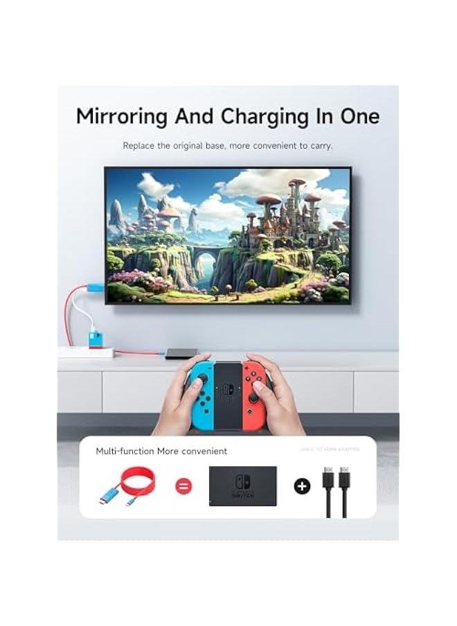Switch Dock for Nintendo Switch & Switch OLED, USB C to HDMI Cable Adapter with 4K@30Hz HDMI, 100W Power Delivery, Type-C to HDMI Adapter for Laptop, Tablet, SteamDeck, ROG Ally (Blue 30Hz)