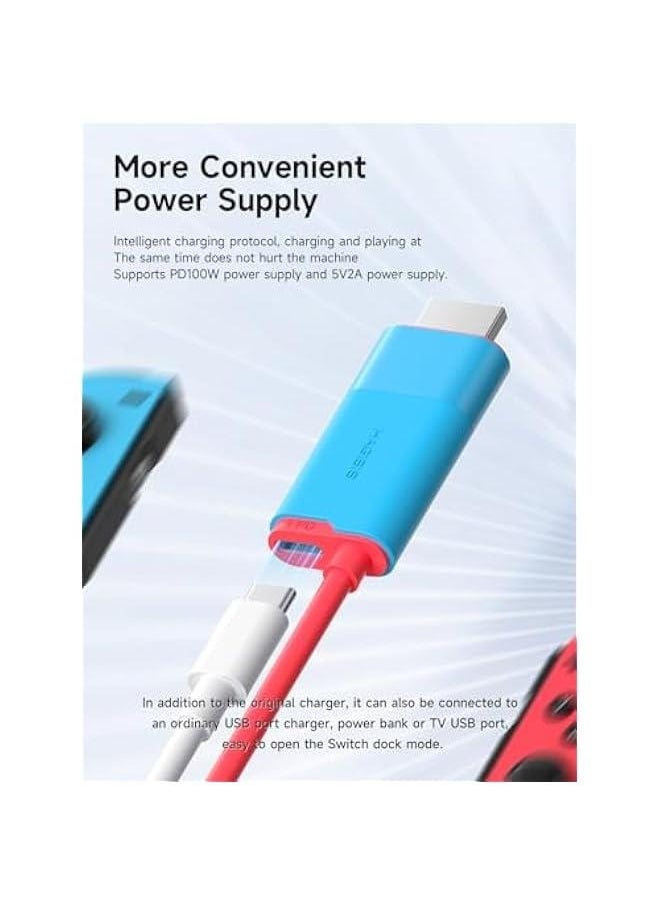 Switch Dock for Nintendo Switch & Switch OLED, USB C to HDMI Cable Adapter with 4K@30Hz HDMI, 100W Power Delivery, Type-C to HDMI Adapter for Laptop, Tablet, SteamDeck, ROG Ally (Blue 30Hz)