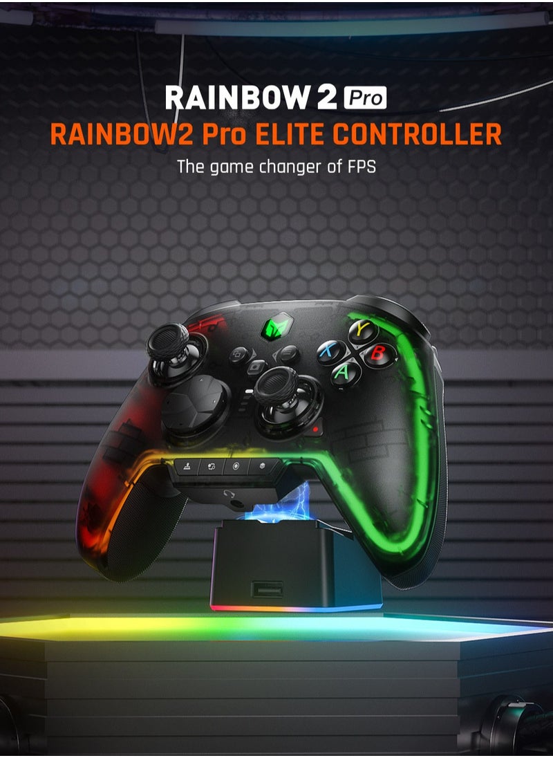 Professional Wireless Gamepad BIGBIGWON Rainbow 2 Pro Elite Controller the Game Changer of FPS Hall Trigger Joystick 1000mAh Battery 1000Hz Polling Rate 6-Axis Gyroscope 2.4G Bluetooth Wired connect