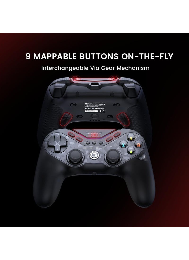 Professional Wireless Gamepad GameSir T3 Pro Tarantula Bluetooth Gaming Controller for Switch/PC/iOS/Android with Charging Dock, Bluetooth 2.4G Wired Controller with Anti-Drift TMR Sticks, 9 Mappabl