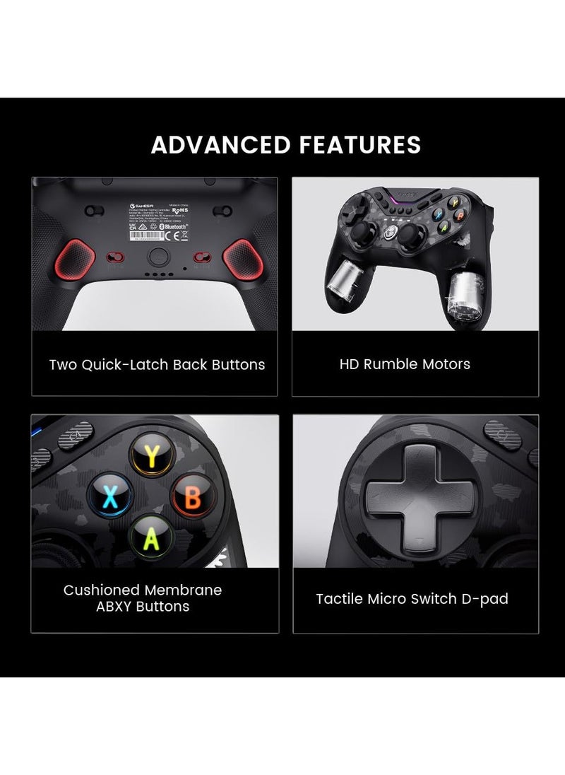 Professional Wireless Gamepad GameSir T3 Pro Tarantula Bluetooth Gaming Controller for Switch/PC/iOS/Android with Charging Dock, Bluetooth 2.4G Wired Controller with Anti-Drift TMR Sticks, 9 Mappabl