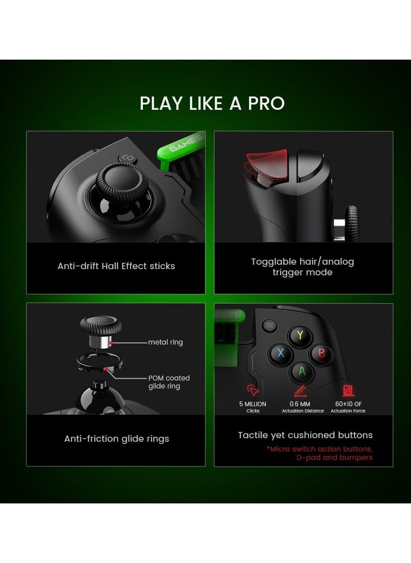 Classic Gamepad GameSir X4 Aileron Bluetooth Mobile Gaming Controller for Android with Hall Effect Joysticks-Split Design with Carrying Case-Play Diablo Immortal, Minecraft, Fortnite, Dead Trigger 2