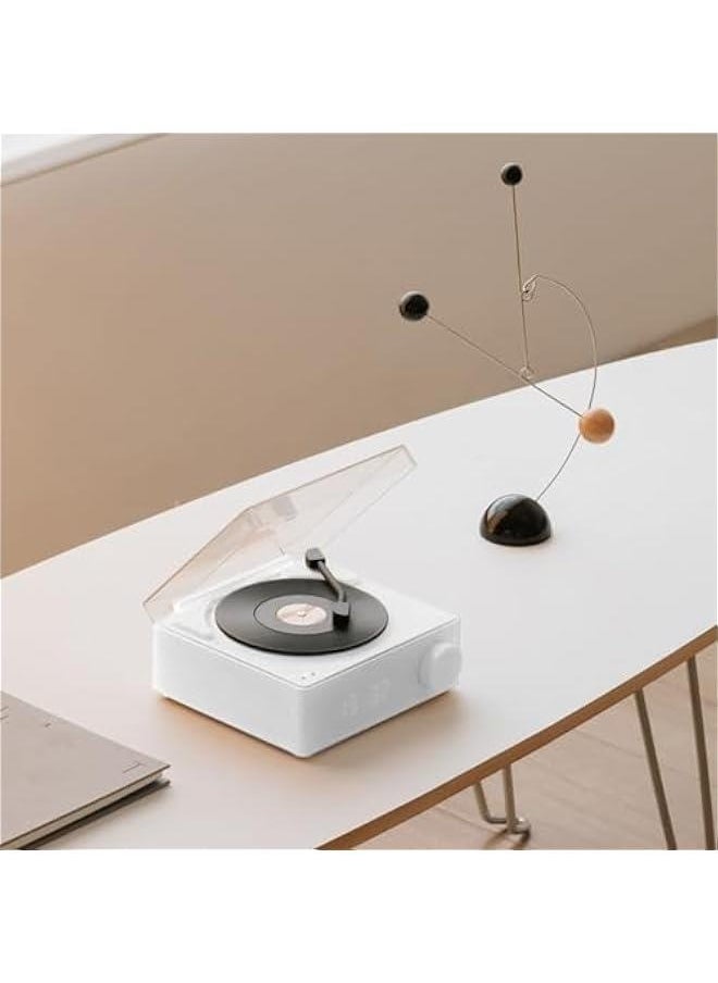 Record Player, Record Player with Speakers, Bluetooth 5.0, Alarm Clock Function, Upgraded Turntable Audio Sound, and Sound Cable Connection, Memory Card Insertion