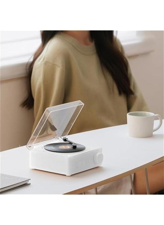 Record Player, Record Player with Speakers, Bluetooth 5.0, Alarm Clock Function, Upgraded Turntable Audio Sound, and Sound Cable Connection, Memory Card Insertion