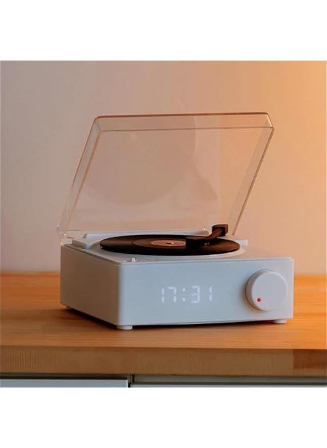 Record Player, Record Player with Speakers, Bluetooth 5.0, Alarm Clock Function, Upgraded Turntable Audio Sound, and Sound Cable Connection, Memory Card Insertion