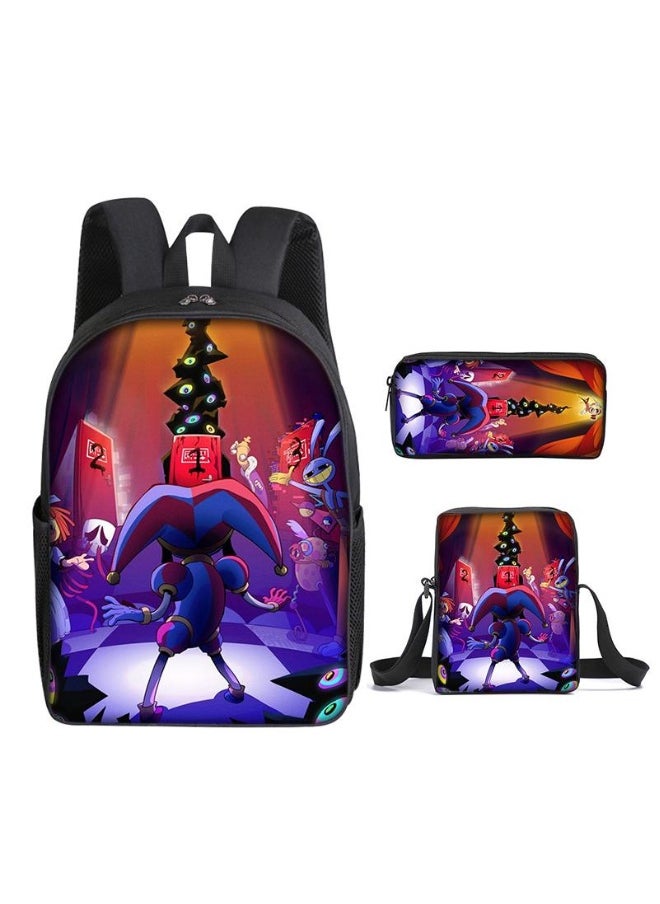 3 Pcs Cartoon the Amazing Digital Circus Backpack Set