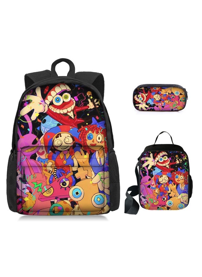 3 Pcs Anime The Amazing Digital Circus Backpack Set School Bag