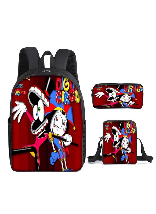 3 Pcs Cartoon the Amazing Digital Circus Backpack Set