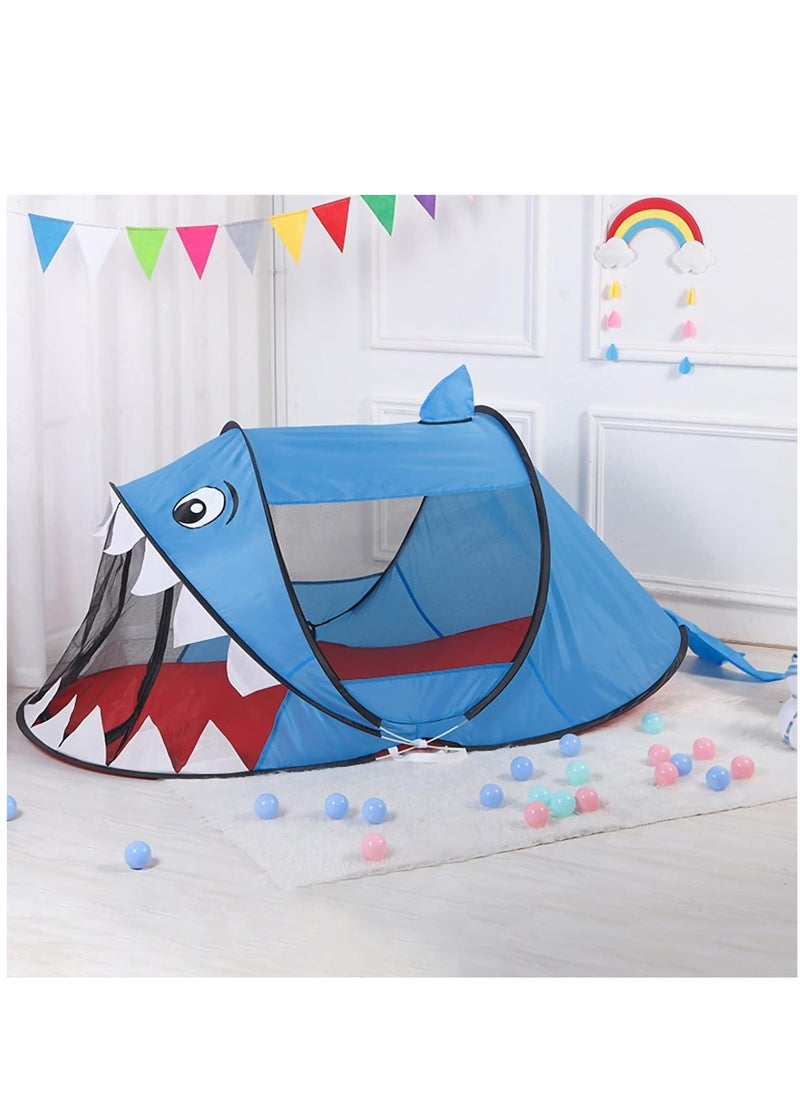 Kids Play Tent Foldable Shark Shaped Pop up Tent, Collapsible Tent Playhouse for Boys Girls, Indoor Outdoor Activity Center, Suitable for Beach Park Camping Party