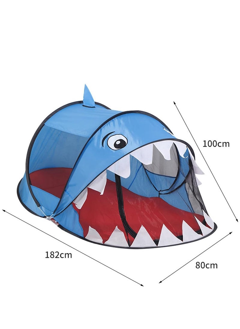 Kids Play Tent Foldable Shark Shaped Pop up Tent, Collapsible Tent Playhouse for Boys Girls, Indoor Outdoor Activity Center, Suitable for Beach Park Camping Party