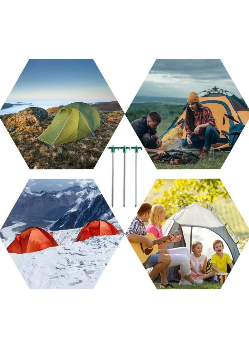 Tent Stakes, 10 Pcs Heavy Duty Tent Stakes Pegs, Outdoor Camping Windproof Professional Ground Stakes, Metal Tent Pegs for All Kinds of Ground, Specially Designed for Tent Canopies