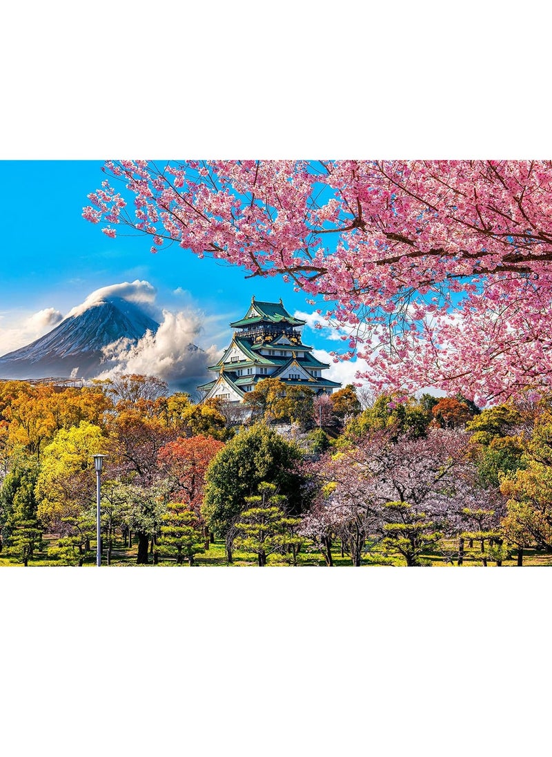 1000 Piece Adult Cherry Blossom Puzzle: Osaka Castle, Japan - Jigsaw Puzzles for Home Decoration