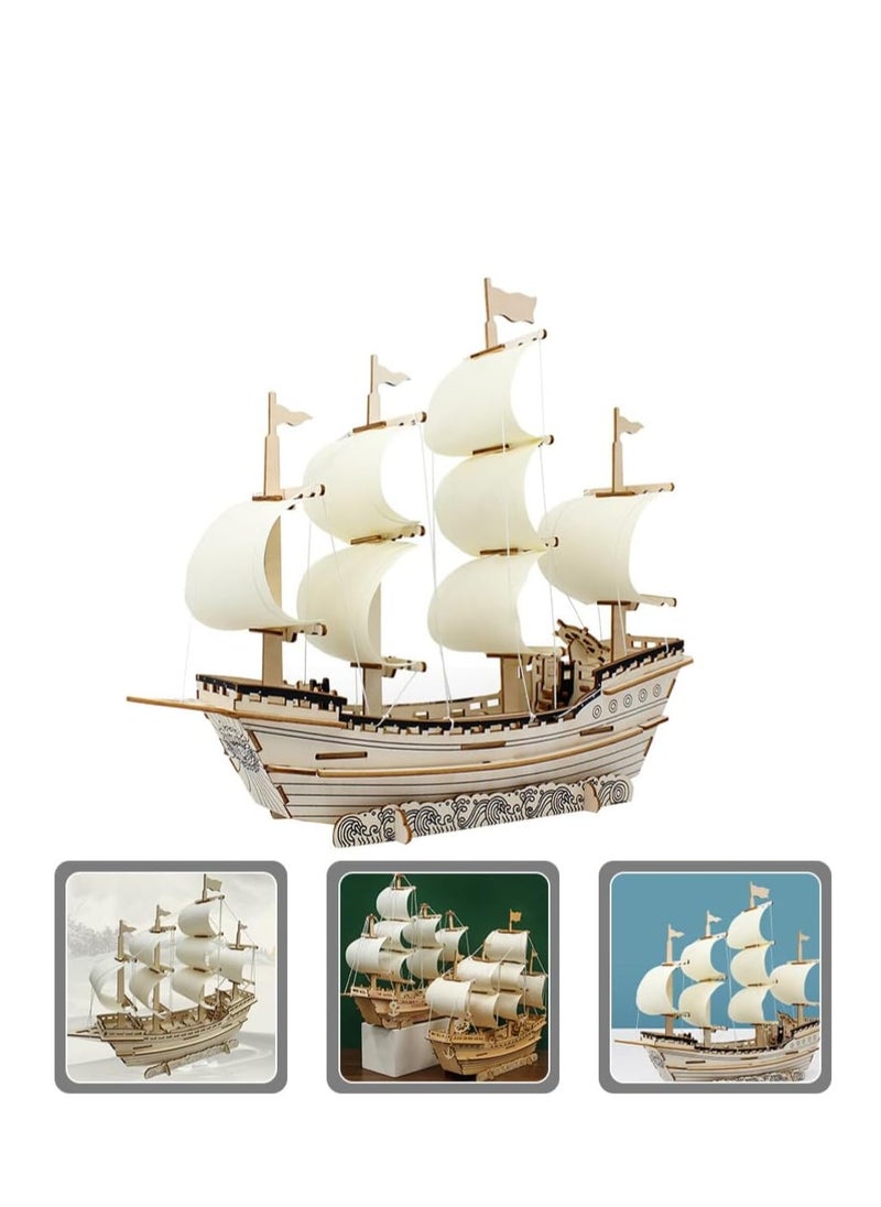 3D Puzzles for Adults DIY 3D Puzzle Sailboat 3D Wooden Sailboat Model Wood Sailboat Model Wooden Models for Adults to Build 3D Wood Puzzle Model Crafts for Adults Model Sailboat