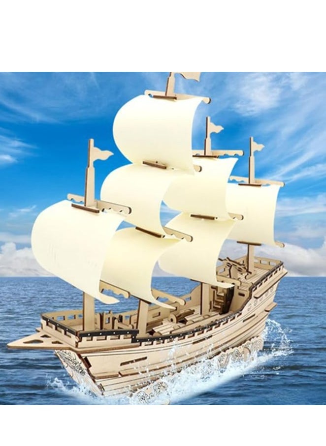 3D Puzzles for Adults DIY 3D Puzzle Sailboat 3D Wooden Sailboat Model Wood Sailboat Model Wooden Models for Adults to Build 3D Wood Puzzle Model Crafts for Adults Model Sailboat