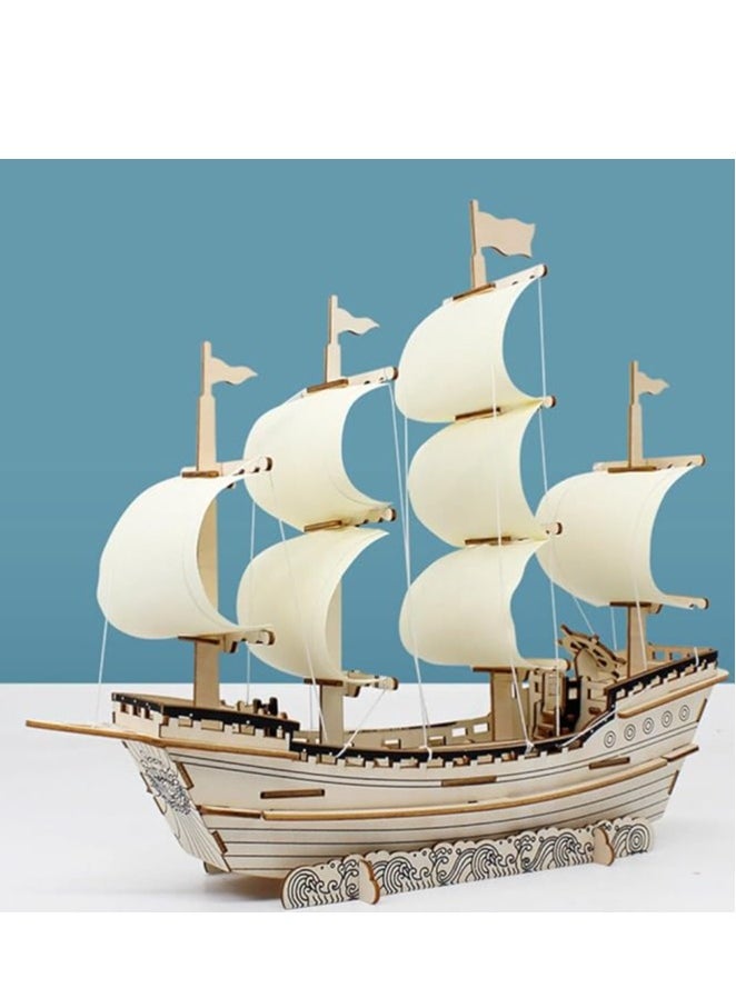3D Puzzles for Adults DIY 3D Puzzle Sailboat 3D Wooden Sailboat Model Wood Sailboat Model Wooden Models for Adults to Build 3D Wood Puzzle Model Crafts for Adults Model Sailboat