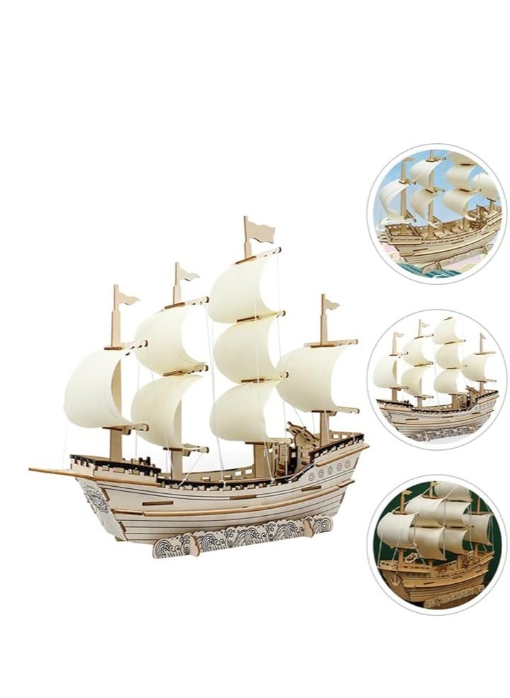 3D Puzzles for Adults DIY 3D Puzzle Sailboat 3D Wooden Sailboat Model Wood Sailboat Model Wooden Models for Adults to Build 3D Wood Puzzle Model Crafts for Adults Model Sailboat