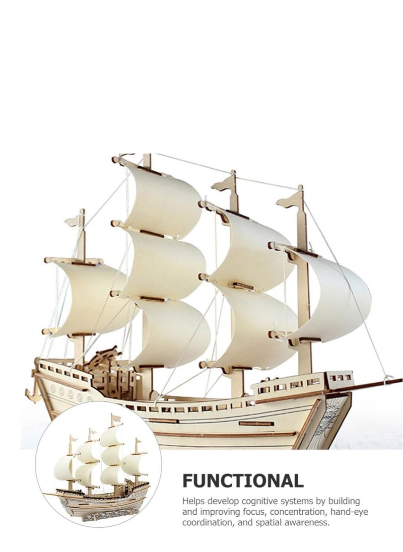 3D Puzzles for Adults DIY 3D Puzzle Sailboat 3D Wooden Sailboat Model Wood Sailboat Model Wooden Models for Adults to Build 3D Wood Puzzle Model Crafts for Adults Model Sailboat