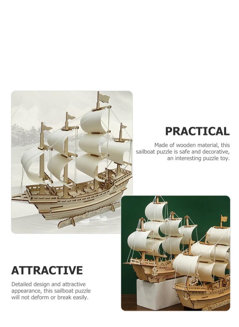3D Puzzles for Adults DIY 3D Puzzle Sailboat 3D Wooden Sailboat Model Wood Sailboat Model Wooden Models for Adults to Build 3D Wood Puzzle Model Crafts for Adults Model Sailboat