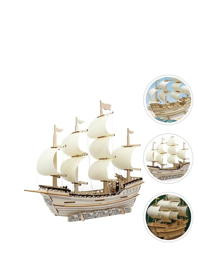3D Puzzles for Adults DIY 3D Puzzle Sailboat 3D Wooden Sailboat Model Wood Sailboat Model Wooden Models for Adults to Build 3D Wood Puzzle Model Crafts for Adults Model Sailboat