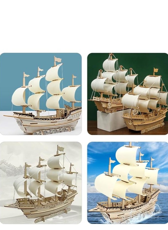 3D Puzzles for Adults DIY 3D Puzzle Sailboat 3D Wooden Sailboat Model Wood Sailboat Model Wooden Models for Adults to Build 3D Wood Puzzle Model Crafts for Adults Model Sailboat