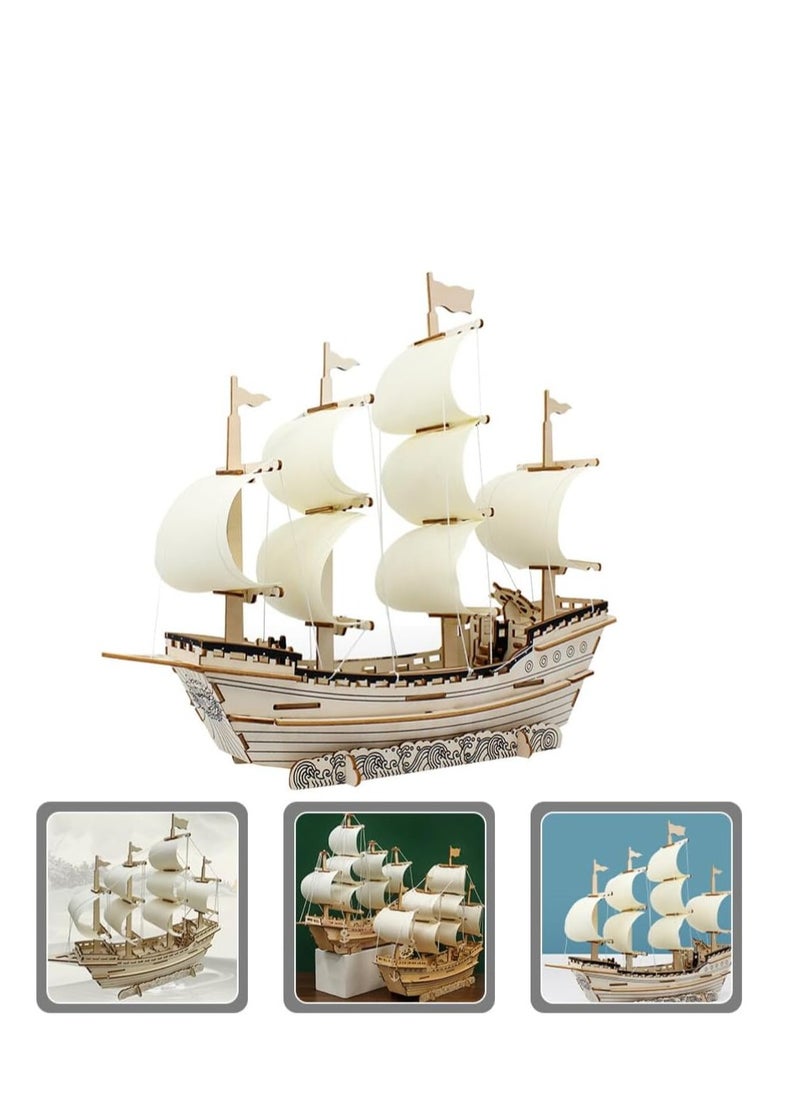 3D Puzzles for Adults DIY 3D Puzzle Sailboat 3D Wooden Sailboat Model Wood Sailboat Model Wooden Models for Adults to Build 3D Wood Puzzle Model Crafts for Adults Model Sailboat