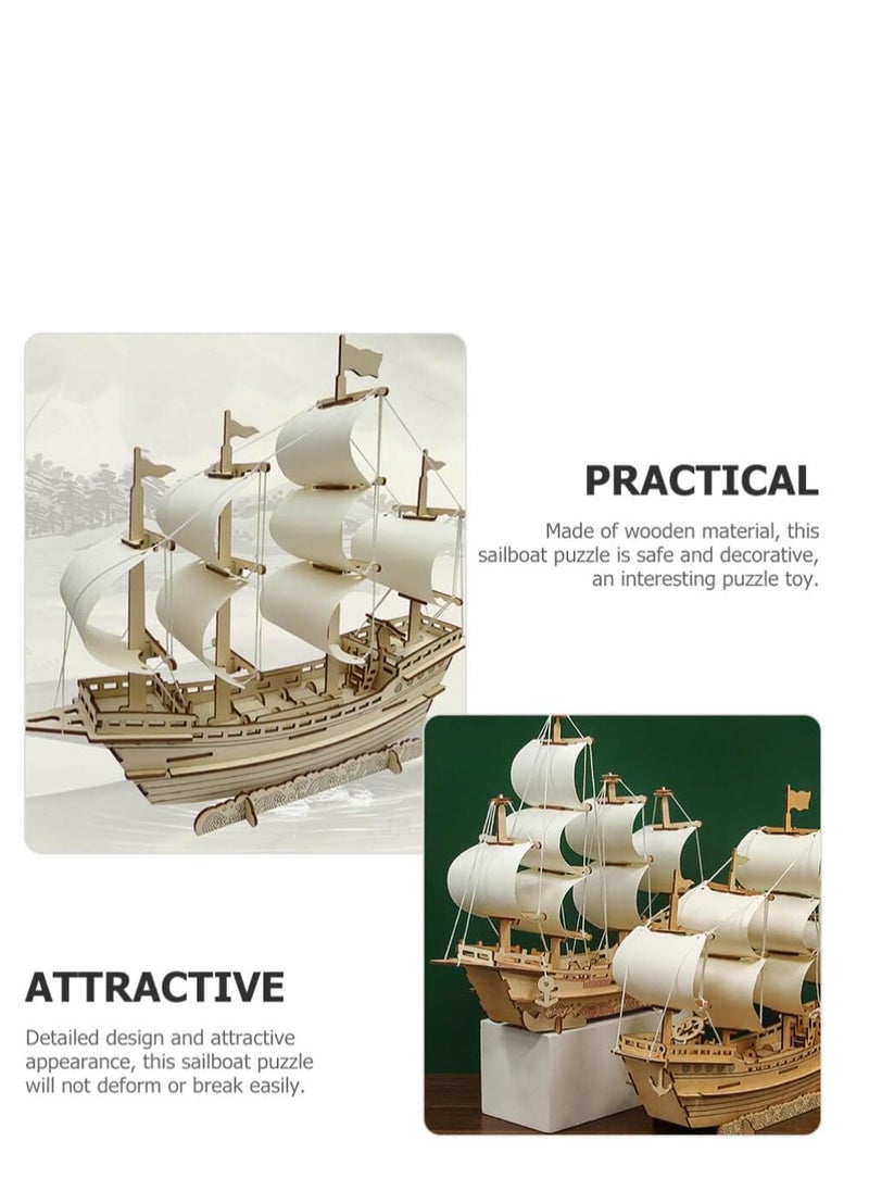 3D Puzzles for Adults DIY 3D Puzzle Sailboat 3D Wooden Sailboat Model Wood Sailboat Model Wooden Models for Adults to Build 3D Wood Puzzle Model Crafts for Adults Model Sailboat