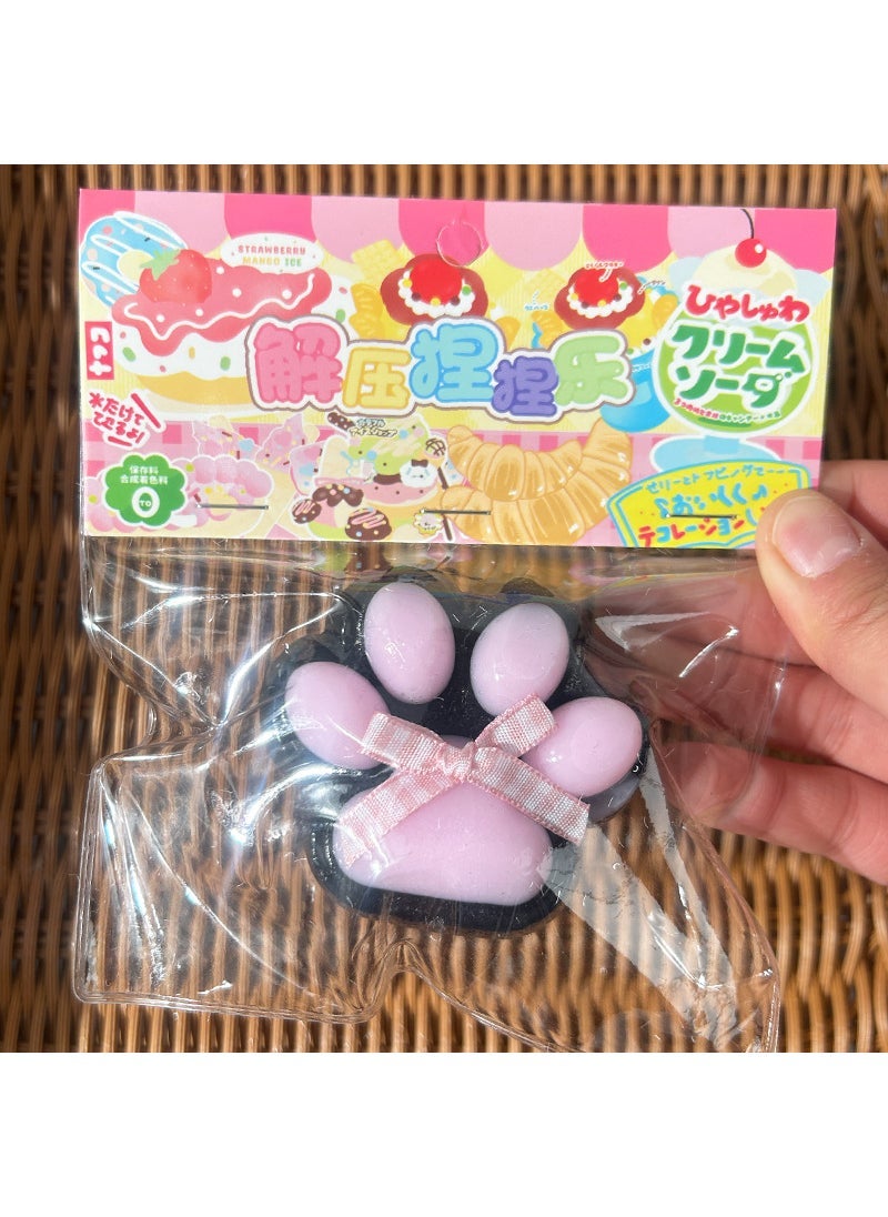 Soft Plush Cat Paw Squeeze Toy Stress Relief (Glossy) Black Pink Cat Claw