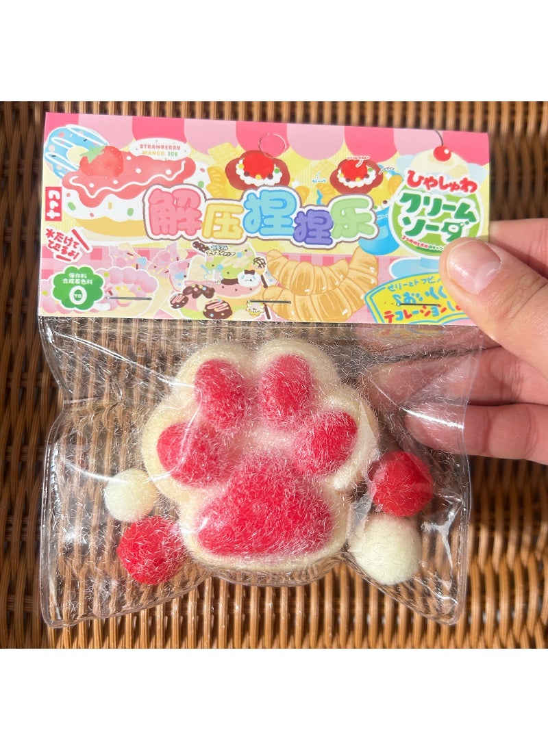 Cute Cat Claw Coconut Plush Decompression Toy Furry red and yellow cat claw (random accessories)