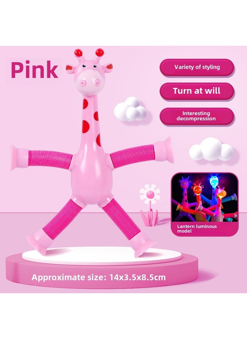 Giraffe Robot Suction Stretch Toy for Kids Pink [head with lights] giraffe