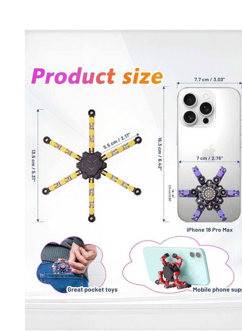 Transformable Fidget Spinners 4 Pcs for Kids and Adults Stress Relief Sensory Toys for Boys and Girls Fingertip Gyros for ADHD Autism for Kids Valentines Day Gifts (Fidget Toy 4pc)
