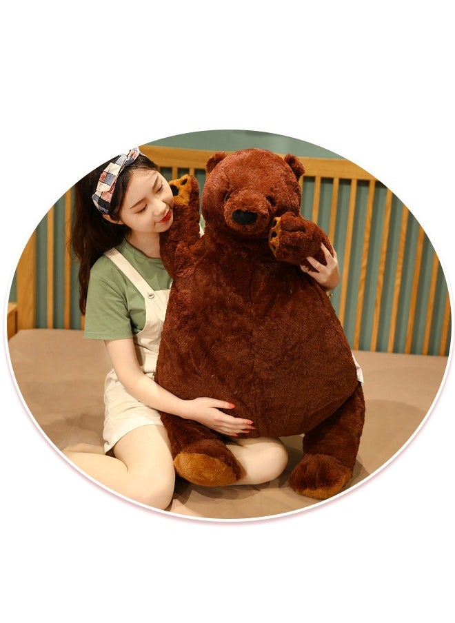 Cartoon Dark Brown Bear Seated Plush Toy, Ultra Soft and Cuddly Stuffed Animal Size 60cm