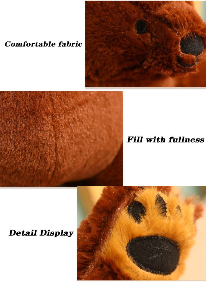 Cartoon Dark Brown Bear Seated Plush Toy, Ultra Soft and Cuddly Stuffed Animal Size 60cm