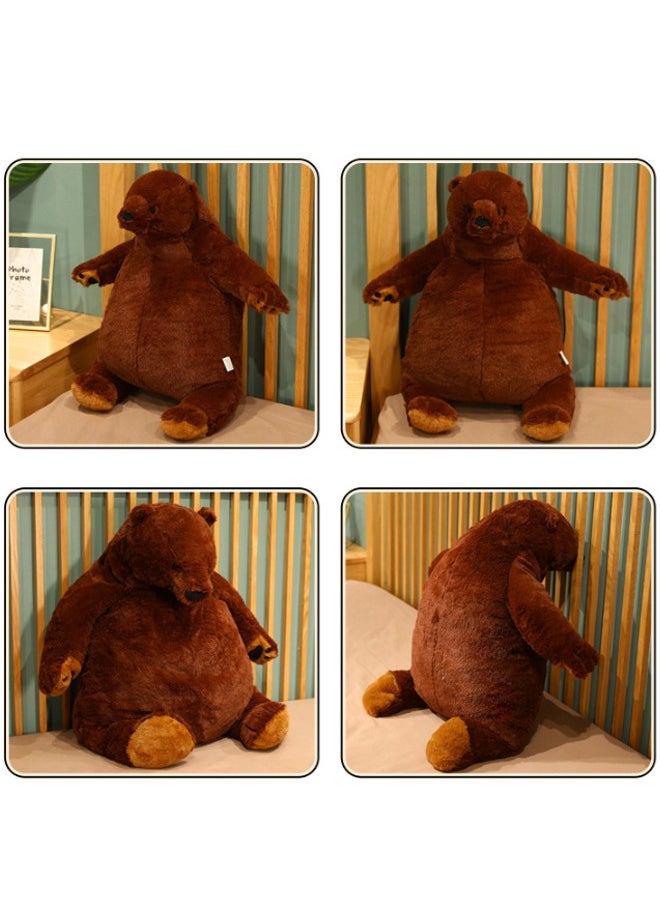 Cartoon Dark Brown Bear Seated Plush Toy, Ultra Soft and Cuddly Stuffed Animal Size 60cm
