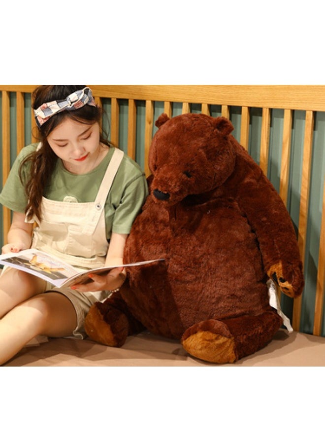 Cartoon Dark Brown Bear Seated Plush Toy, Ultra Soft and Cuddly Stuffed Animal Size 60cm