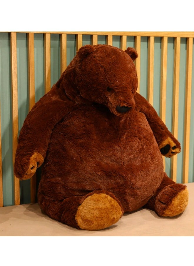 Cartoon Dark Brown Bear Seated Plush Toy, Ultra Soft and Cuddly Stuffed Animal Size 60cm