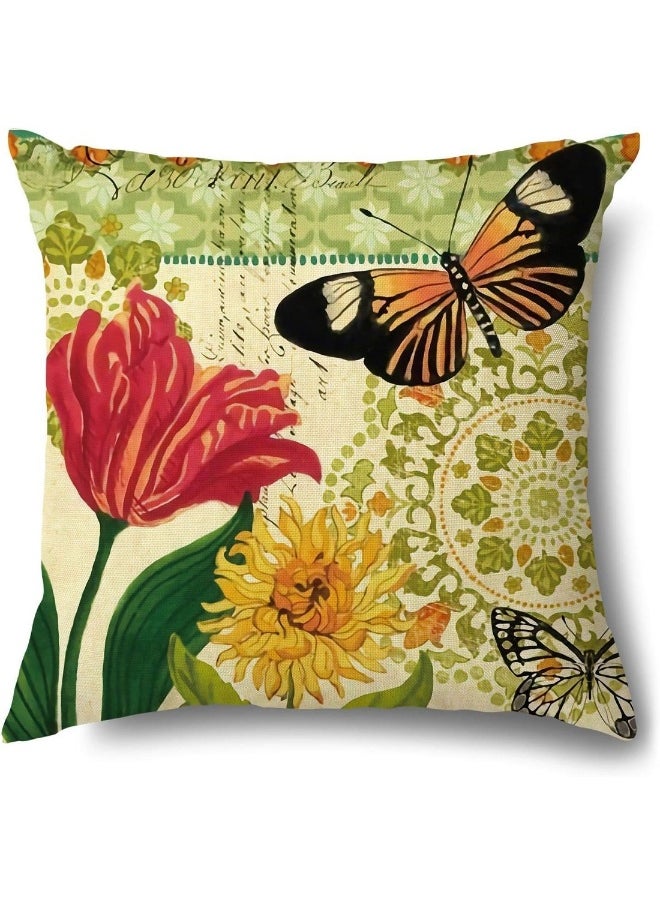 18X18 Inch Outdoor Bed Sofa Decorative Cushion Cover, Farmhouse Decorative Cushion Cover 4pcs