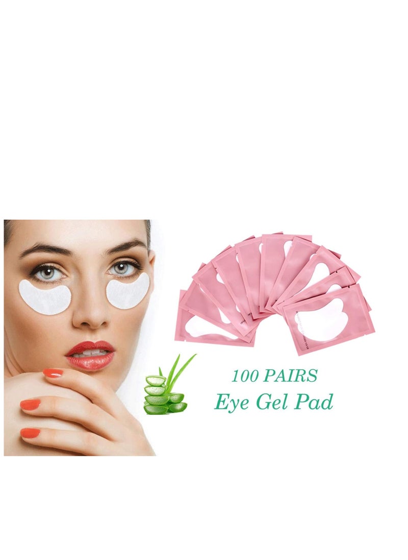 100 Pairs Set Under Eye Pads, Comfy and Cool Under Eye Patches Gel Pad for Eyelash Extensions Eye Mask Beauty Tool (Pink)