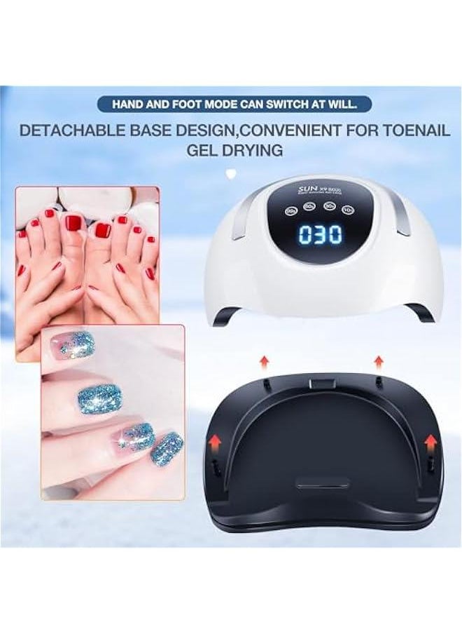 UV LED Nail Lamp, 220W Fast UV Light for Nails Gel Polish, Professional Curing with 4 Timer Setting Auto Sensor, LED Gel Nail Dryer for Fingernail and Toenail Home Salon Use, Nail Art Tools