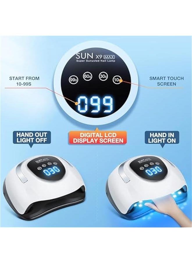 UV LED Nail Lamp, 220W Fast UV Light for Nails Gel Polish, Professional Curing with 4 Timer Setting Auto Sensor, LED Gel Nail Dryer for Fingernail and Toenail Home Salon Use, Nail Art Tools